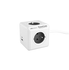 POWERCUBE Extended USB A+C FR Grey 1,5m - rozbaleno - prasklý obal